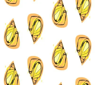 Hand drawn vector abstract unusual summer time seamless pattern with lemon slice Illustrazione stock