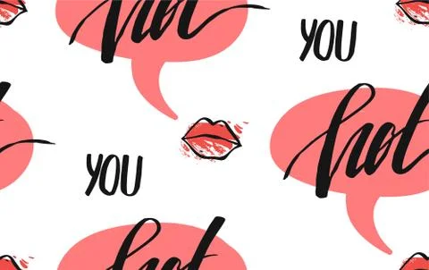 Hand drawn vector abstract Valentines day seamless pattern Stock Illustration