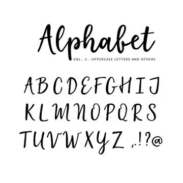 Hand drawn vector alphabet. Brush script font. Isolated upper case letters Illustrazione stock