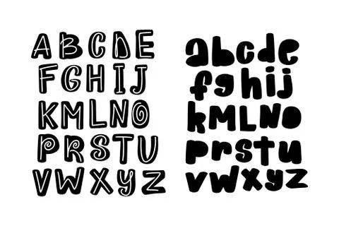Hand drawn vector alphabet brush font. Isolated letters Stock Illustration