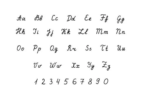 Hand drawn vector alphabet. Calligraphic script font. Calligraphy letters A-Z Illustrazione stock