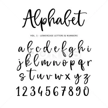 Hand drawn vector alphabet, font. Isolated letters and numbers written ...