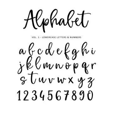 Hand drawn vector alphabet, font. Isolated letters and numbers written with Illustrazione stock