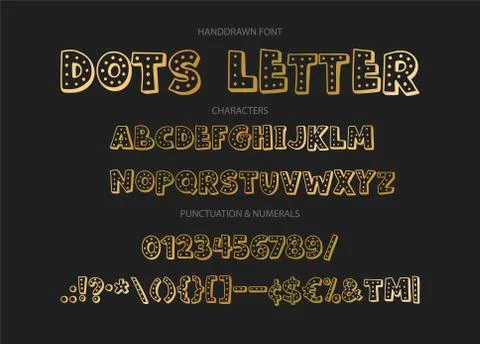 Hand drawn vector alphabet with letters, numbers, symbols. Stock Illustration