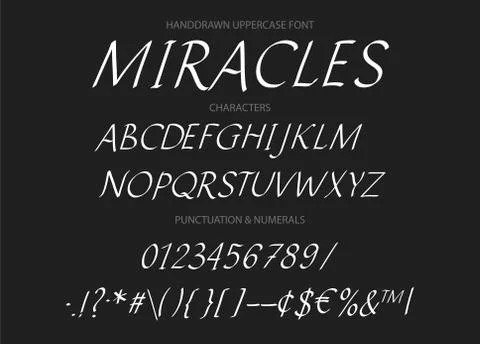 Hand drawn vector alphabet with letters, numbers, symbols. Stock Illustration