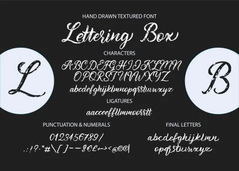 Hand drawn vector alphabet with letters, numbers, symbols. Stock Illustration