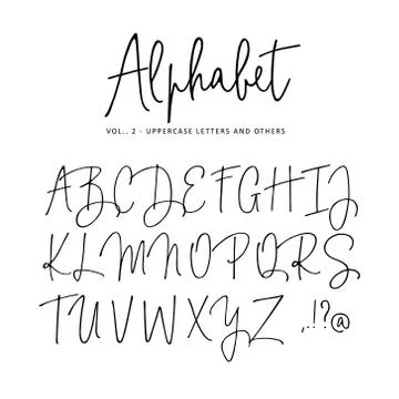 Hand drawn vector alphabet. Modern monoline signature script font. Isolated Stock Illustration