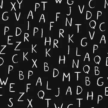 Hand drawn vector alphabet seamless pattern. Chalk painted grunge letters A-Z Stock Illustration