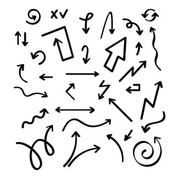 Hand drawn vector arrow collection, sketched style. Vector stock illustration Stock Illustration