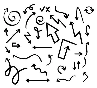 Hand drawn vector arrow collection, sketched style. Vector illustration. Ilustração Stock