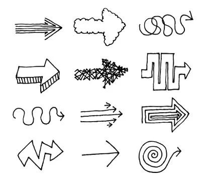 Hand drawn vector arrow set Stock Illustration
