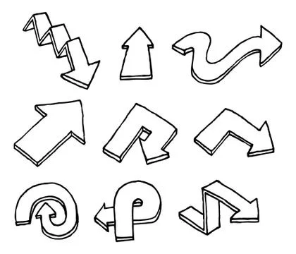 Hand drawn vector arrow set Stock Illustration