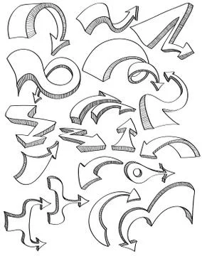 Hand Drawn Vector Arrow Set Stock Illustration