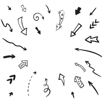 Hand drawn vector arrow set collection. Iillustration isolated on white Stock Illustration