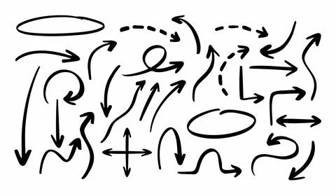 Hand drawn vector arrows icon set Illustrazione stock
