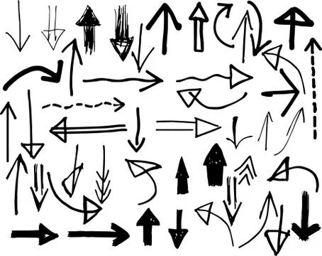 Hand-drawn vector arrows Stock Illustration