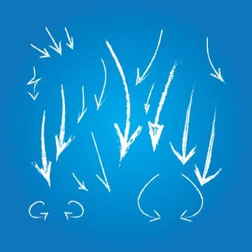Hand drawn vector arrows pack on blue background 库存插图