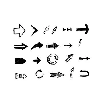 Hand drawn vector arrows set. Vector EPS. Stock Illustration