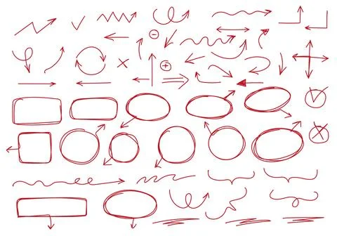Hand drawn vector arrows set. Hand drawn doodle arrows. Stock Illustration
