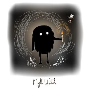 Hand drawn vector artistic creative artwork illustration with black cute mons Stock Illustration