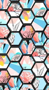 Hand drawn vector artistic universal textured abstract composition seamless Stock Illustration