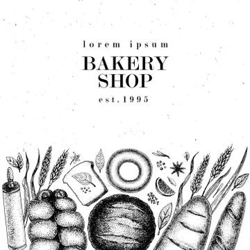 Hand drawn vector bakery banner template. Can be use for bakery, pastry, cafe Stock Illustration