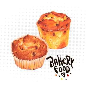 Hand drawn vector baking muffins Stock Illustration
