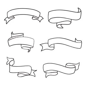 Hand drawn Vector Banners Set. Sketch Retro Tape frames for text. Scrolling Illustrazione stock