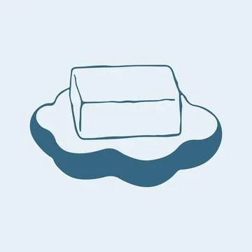 Hand drawn vector of a bar of soap on a soap dish. Classic bathroom hygiene Stock Illustration