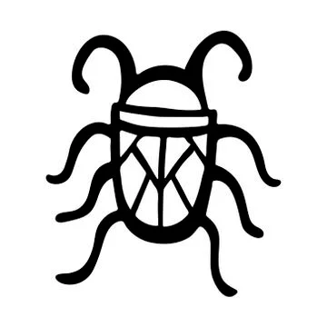 Hand drawn vector beetles. Black and white insects for design, icons, logo or Stock Illustration