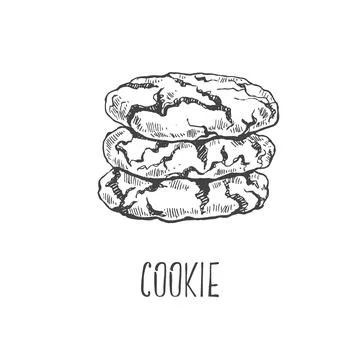 Hand drawn vector biscuits, pile of oat cookies Stock Illustration