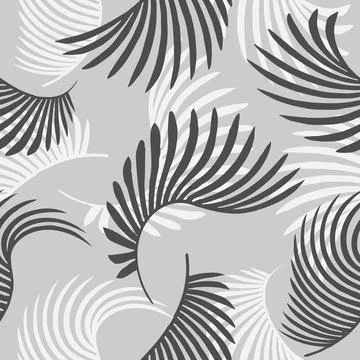 Hand drawn vector Black and white palm leaves seamless pattern set Stockillustratie