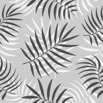 Hand drawn vector Black and white palm leaves seamless pattern set Illustrazione stock