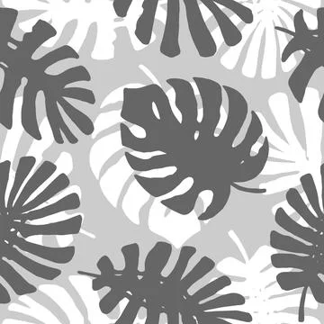 Hand drawn vector Black and white palm leaves seamless pattern set Illustrazione stock
