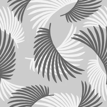 Hand drawn vector Black and white palm leaves seamless pattern set Stock Illustration