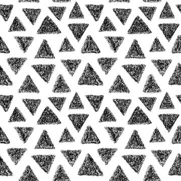 Hand drawn vector black triangles seamless pattern Stock Illustration