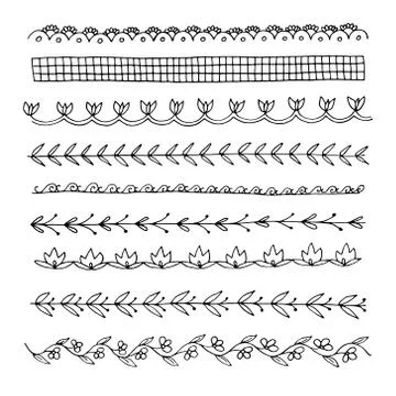 Hand drawn vector border design set Illustrazione stock
