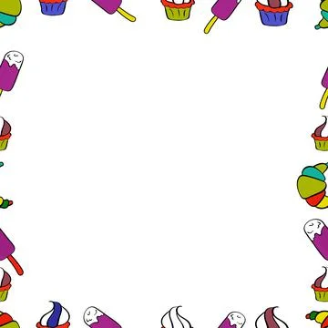 Hand drawn vector border frame doodles. Vector illustration. Seamless. 스톡 일러스트