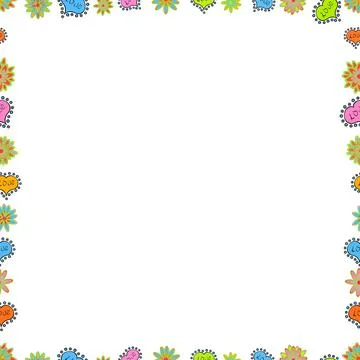 Hand drawn vector border frame doodles. Seamless pattern. Vector. Stock Illustration