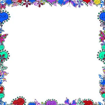 Hand drawn vector border frame doodles. Seamless. Vector illustration. Stock Illustration