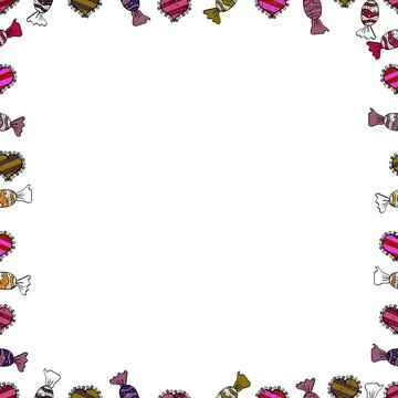 Hand drawn vector border frame doodles. Vector illustration. Seamless. Illustrazione stock