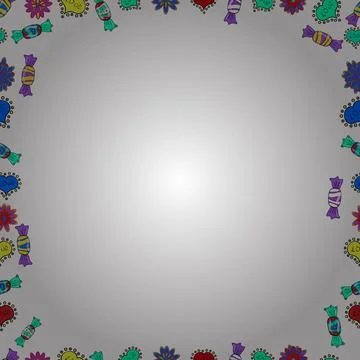 Hand drawn vector border frame doodles. Seamless pattern. Vector. Stock Illustration