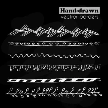 Hand drawn vector borders set Stock Illustration