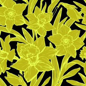 Hand drawn vector botanic seamless pattern with flowers. Stock Illustration