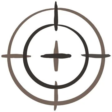 Hand-drawn vector brown icon of a target or crosshair, created with a brush Stock Illustration