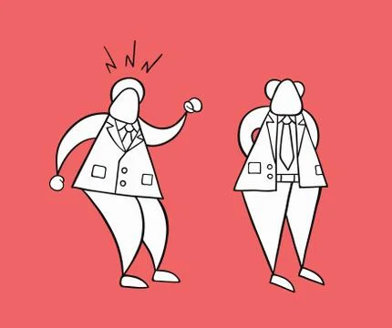 Hand-drawn vector businessman worker angry at boss Stock Illustration