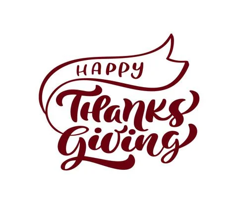 Hand drawn vector calligraphic vintage text Happy Thanksgiving Day on white Stock Illustration