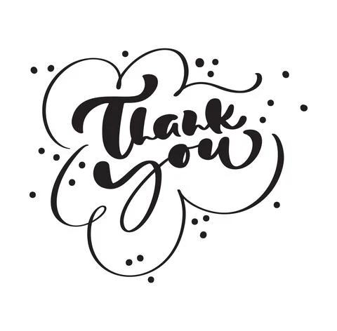 Hand drawn vector calligraphic vintage text Thank you on white background Illustrazione stock