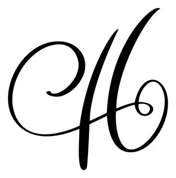 Hand drawn vector calligraphy capital letter H. Script font logo. Handwritten Stock Illustration