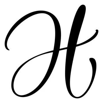 Hand drawn vector calligraphy capital letter H drop cap. Script font logo Illustrazione stock